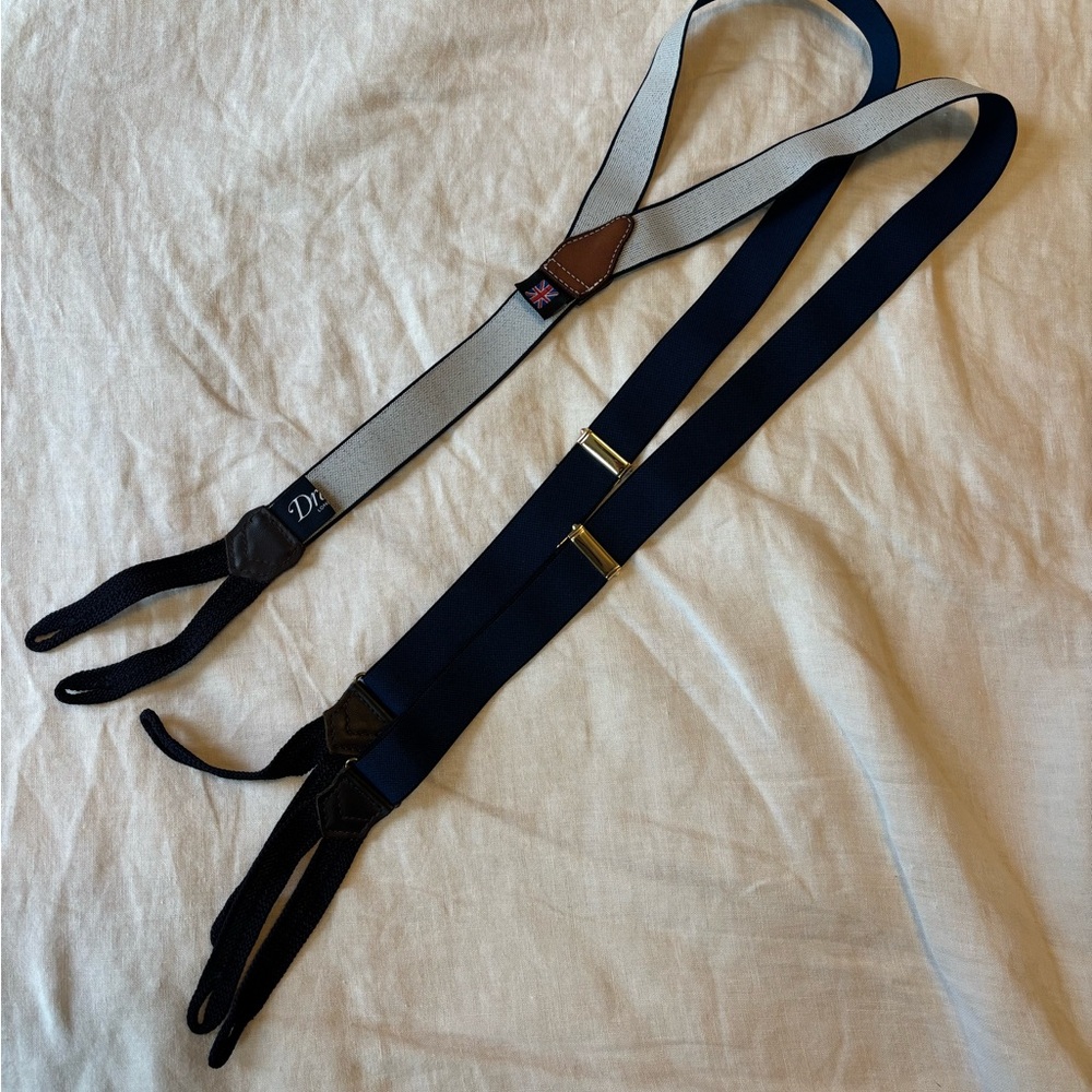 Drakes London Navy Braces/ suspenders